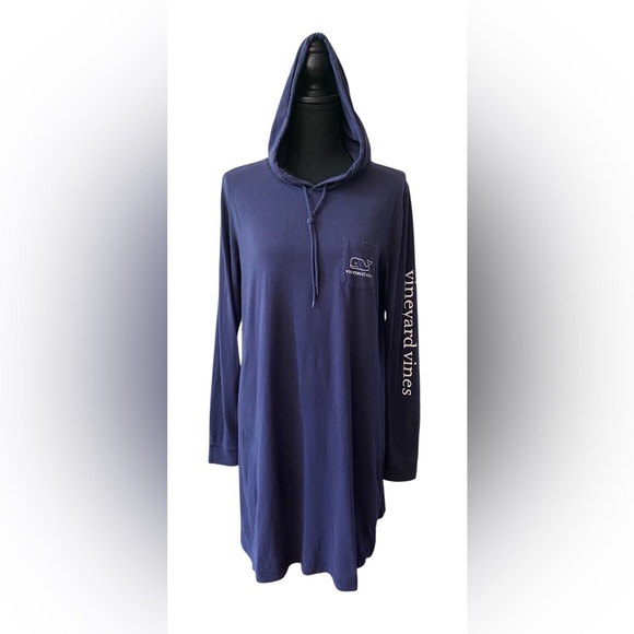 Vineyard Vines Dresses & Skirts - Vineyard Vines: Navy Hooded Tunic Dress with Sleeve Detail and Whale Logo